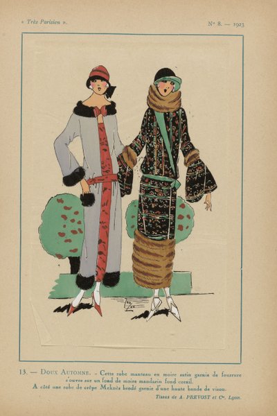 Sehr Pariserisch, 1923, Nr. 8: 13.- Sanfter Herbst. - Dieses Mantelkleid... von Anonymous