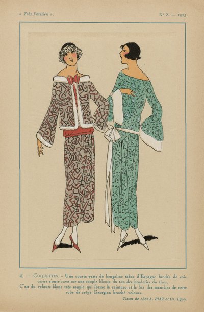 Très Parisien, 1923, Nr. 8: 4. - COQUETTES. / Eine kurze Jacke... von Anonymous