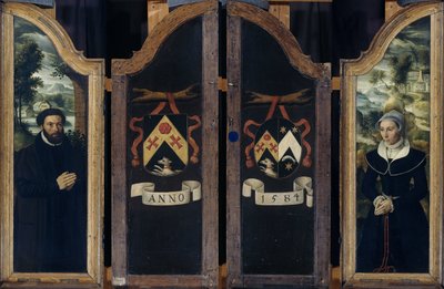 Zwei Flügel eines Triptychons mit den Porträts von Julien de Brouckere und seiner Frau Elisabeth Canneel von Anonymous
