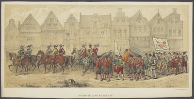 Utrechter Maskerade, Platte b: Kampf zu Land und zu See, 1856 von Anonymous