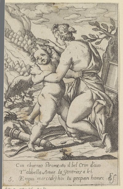 Venus kämmt ihr Haar von Amor (Szenen mit Venus und Amor) (Scherzi d