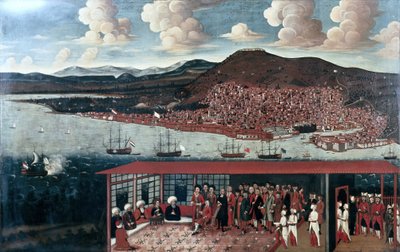 Ansicht von Smyrna (Izmir) und der Empfang des Konsuls de Hochepied im Ratssaal von Anonymous