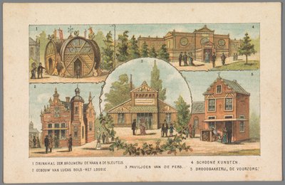 Fünf Pavillons auf der Weltausstellung in Amsterdam, 1883 von Anonymous