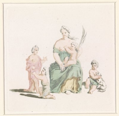 Frau mit Kind auf dem Schoß und Palmzweig in der Hand von Anonymous