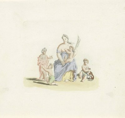 Frau mit Kind auf dem Schoß und Palmzweig in der Hand von Anonymous