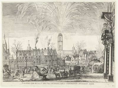 Feuerwerk; Einzug von Ferdinand in Gent im Jahr 1635 von Anonymous