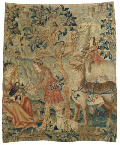 Wildemannen en dieren in een landschap (fragment) von Anonymous