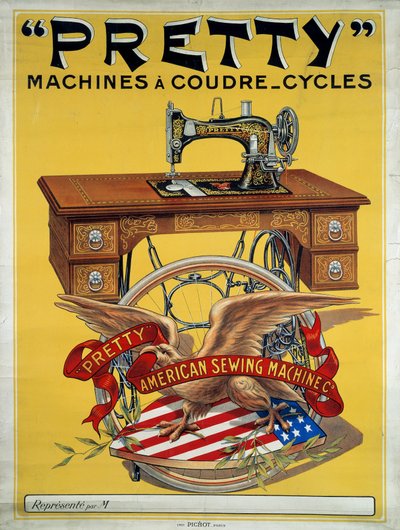Werbeplakat für die amerikanische Nähmaschine „Pretty“, 20. Jahrhundert. Private Sammlung. von Anonymous Anonymous