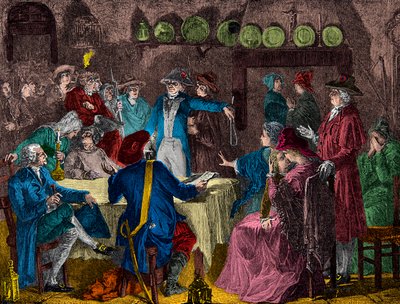 Verhaftung von König Ludwig XVI. und der königlichen Familie in Varennes 1791, Gravur, private Sammlung von Anonymous Anonymous