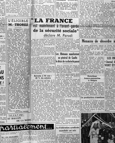 Artikel über soziale Sicherheit: "Frankreich ist jetzt führend in der sozialen Sicherheit, sagt Herr Parodi" 1945 von Anonymous Anonymous