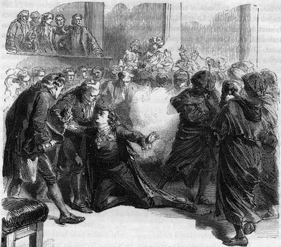 Ermordung von Gustav III. von Schweden - Ermordung von Gustav (Gustave) III. (1746-1792) König von Schweden, während des Maskenballs der Königlichen Oper von Stockholm durch Jacob Johan Ankarstrom - Gravur in „Histoire des Girondins“ von Alphonse de Lamart von Anonymous Anonymous