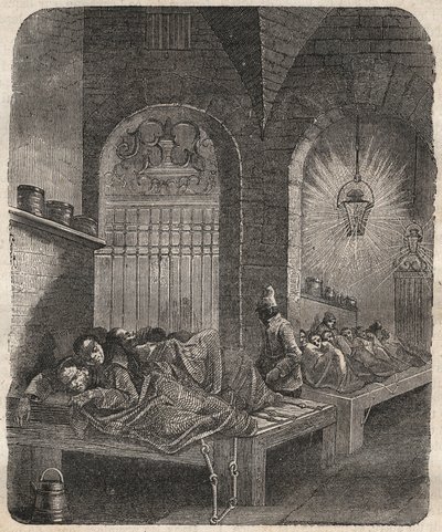 Das Brest-Bagne bei Nacht. Gravur in „Histoire des bagnes depuis leur création à nos jours“ (1877) von Pierre Zaccone (1817-1895). Private Sammlung. von Anonymous Anonymous