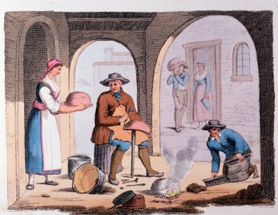 Handwerk: Der Kesselschmied. Gravur des 19. Jahrhunderts von Anonymous Anonymous