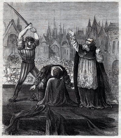 Enthauptung von Graf Egmont und Hoorn (1568) in Brüssel während der spanischen Tyrannei in den Niederlanden - Achtzigjähriger Krieg (1568-1648): die Enthauptung von Lamoral, Graf von Egmont, Prinz von Gavre (1522-1568), niederländischer Politiker. Er wurde von Anonymous Anonymous