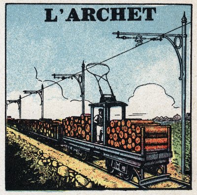 Elektrische Straßenbahnen: der Bügel. Anonyme Illustration von 1925. Private Sammlung. von Anonymous Anonymous