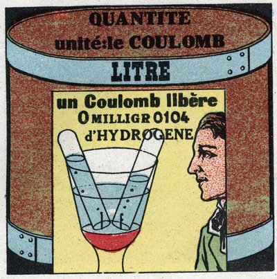 Elektrische Einheiten: Coulomb zur Messung der Elektrizitätsmenge. Anonyme Illustration von 1925. Private Sammlung. von Anonymous Anonymous