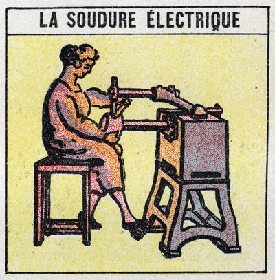 Elektrische Werkzeuge: Elektroschweißen. Anonyme Illustration von 1925. Private Sammlung. von Anonymous Anonymous