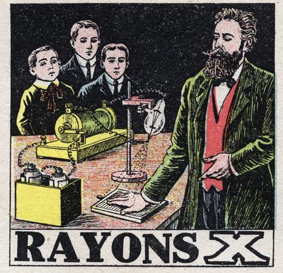 Äther (Material): Röntgenstrahlen, entdeckt vom deutschen Physiker Wilhelm Conrad Röntgen (1845-1923). Anonyme Illustration von 1925. Privatsammlung. von Anonymous Anonymous