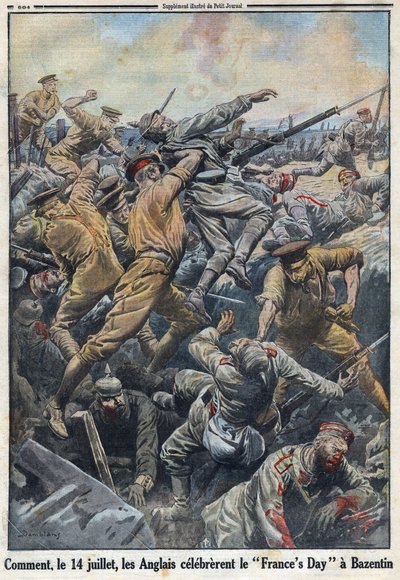 Erster Weltkrieg 1914-1918. Schlacht von Crete Bazentin am 13. und 14. Juli 1916, bei der die Engländer der deutschen Armee gegenüberstanden. In „Le Petite Journal“, am 6.08.1916. Private Sammlung von Anonymous Anonymous