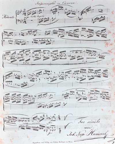 Erste Seite der Klaviermethode von J N Hummel (19. Jahrhundert) von Anonymous Anonymous