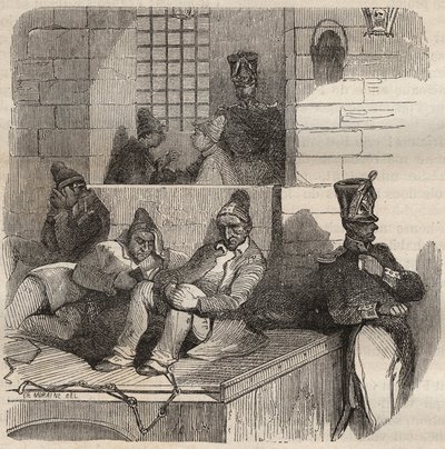 Forcat ruht im Bagne de Rochefort im 19. Jahrhundert. Gravur in „Histoire des bagnes depuis leur création à nos jours“ (1877) von Pierre Zaccone (1817-1895) von Anonymous Anonymous