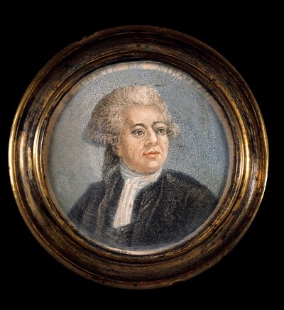 Französische Revolution: „Porträt von Honore Gabriel (Honore-Gabriel) Riqueti, Graf von Mirabeau (1749-1791) im Kostüm des Dritten Standes“ Anonyme Miniaturmalerei des 18. Jahrhunderts. von Anonymous Anonymous
