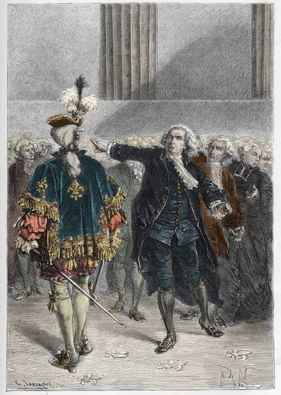 Französische Revolution - Treffen der Generalstände am 23.06.1789: Honore Gabriel Riqueti, Graf von Mirabeau (1749-1791), apostrophiert Henri Evrard, Marquis von Dreux Breze (1762-1829) - Generalstände in Versailles von Anonymous Anonymous