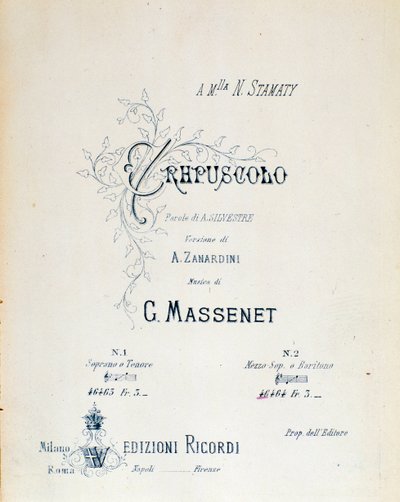 Frontispiz von Crepuscule, pastorales Gedicht Nr. 5 von Jules Massenet von Anonymous Anonymous