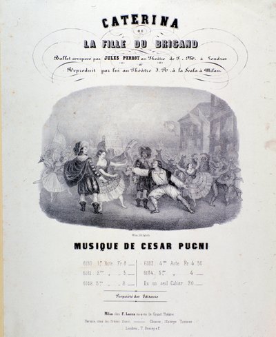 Frontispiz für die Partitur von Catarina oder die Tochter des Banditen von Pugni für die Aufführung im Teatro alla Scala (1847) von Anonymous Anonymous