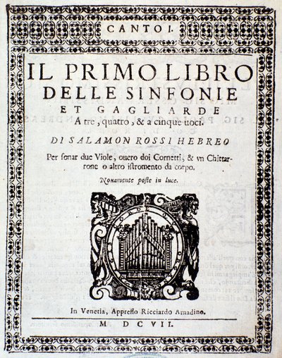 Frontispiz des Primo libro di sinfonie e gagliarde von Salomone Rossi von Anonymous Anonymous