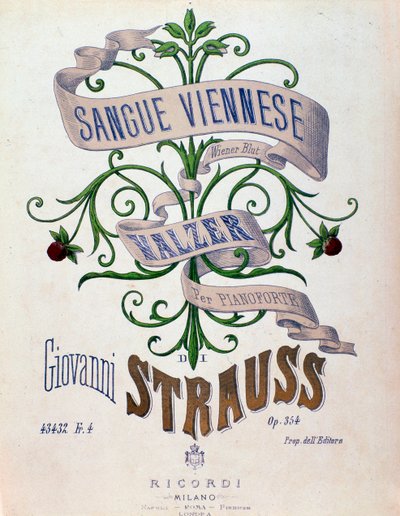 Frontispiz der Partitur von Wiener Blut von Johann Strauss von Anonymous Anonymous