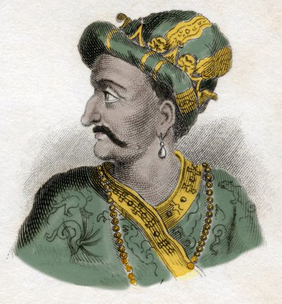 Großmogul (Mogol oder Moghul) (wahrscheinlich Aurangzeb (1618-1707), auch bekannt als Alamgir) (Abu Muzaffar Muhiuddin Muhammad Aurangzeb Alamgi) - Gravur des 19. Jahrhunderts - Mailänder von Anonymous Anonymous