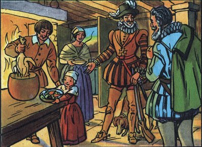 Heinrich IV. und das Huhn im Topf. Anonyme Illustration in „Collection des souverains et chefs d