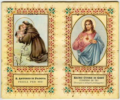 Heiliges Bild: Heiliger Antonius von Padua und Jesus mit heiligem Herzen (Druck) von Anonymous Anonymous