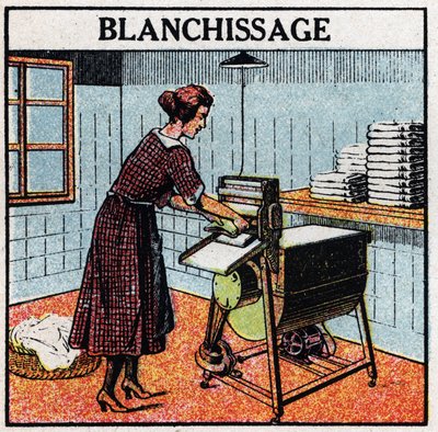 Haushaltsanwendungen der Elektrizität: Kalken. Anonyme Illustration von 1925. Private Sammlung. von Anonymous Anonymous