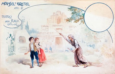Illustration der Oper Hänsel und Gretel von Humperdinck, während der Aufführung im Teatro alla Scala von Anonymous Anonymous