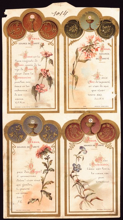 Jesus, Quelle meiner Reinheit. Gebete. Andachtsbild. Postkarte. Anfang des 20. Jahrhunderts. Private Sammlung von Anonymous Anonymous