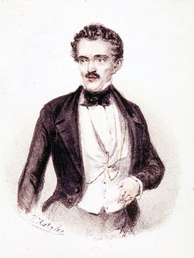 Johann Strauss Jr. (1825 - 1899), Autor von „Schöne blaue Donau“ und „Fledermaus“ im Jahr 1874. Zeichnung. von Anonymous Anonymous