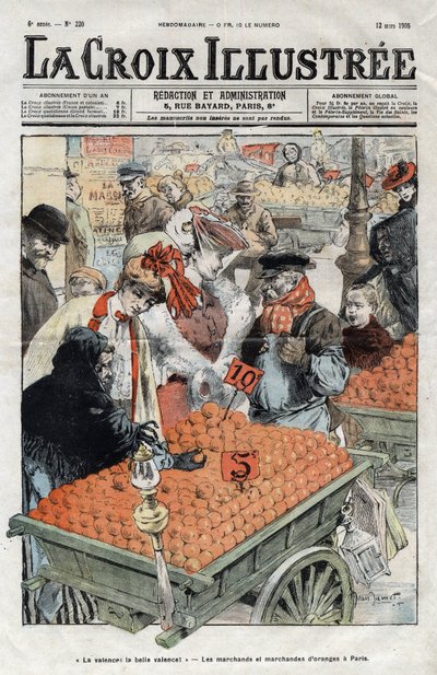 Die Orangenhändler (La Valence) in Paris im Jahr 1905 - Titelblatt von „La-Croix-Illustrée“ von 1905 von Anonymous Anonymous