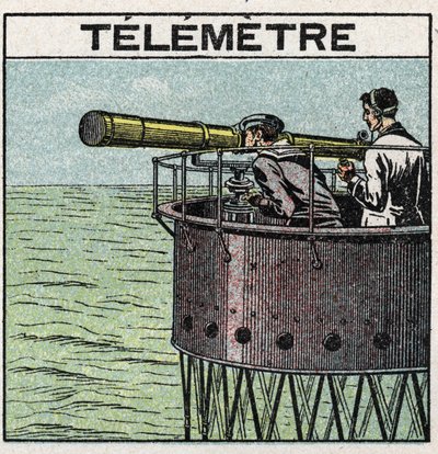 Lichtreflexion: das Telemeter, verwendet zur Navigation. Anonyme Illustration von 1925. Private Sammlung. von Anonymous Anonymous