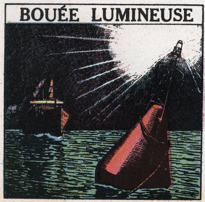 Lichtsignale: Leuchtboje. Anonyme Illustration von 1925. Private Sammlung von Anonymous Anonymous
