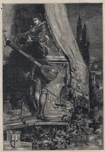Lucrezia Borgia und Don Gaspare Aversa, Graf von Procida - Gravur aus 