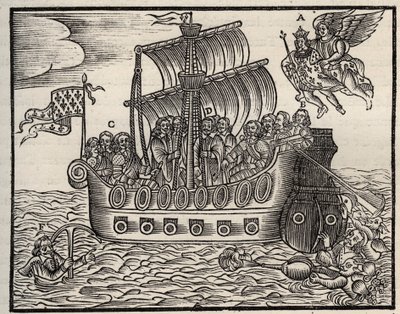 Mazarinade politisches Pamphlet: Trotz Mazarin sichern die Geißler das Heil des Staates. ca. 1649. Holzschnitt. Privatbesitz von Anonymous Anonymous