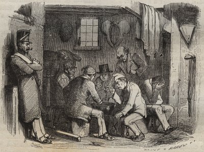 Mahlzeit der Sträflinge im Bagne de Rochefort im 19. Jahrhundert. Gravur in „Histoire des bagnes depuis leur création à nos jours“ (1877) von Pierre Zaccone (1817-1895). von Anonymous Anonymous