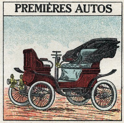 Mechanische Traktion: Die ersten Benzinautos, erfunden 1895 von Panhard und Levassor. von Anonymous Anonymous