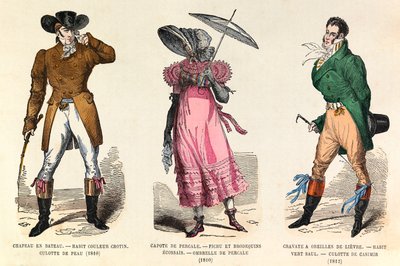 Herren- und Damenkostüme zwischen 1810 und 1812 in Paris (Herrschaft von Kaiser Napoleon I.) - private Sammlung von Anonymous Anonymous
