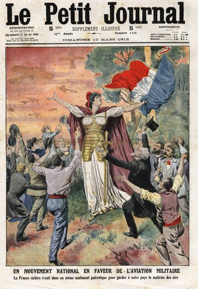 Nationale Bewegung für die Militärluftfahrt: Ganz Frankreich vereint sich in einem ähnlichen patriotischen Gefühl, um unser Land in der Luft zu kontrollieren. Gravur in „Le Petite Journal“, am 10.03.1912. Private Sammlung. von Anonymous Anonymous