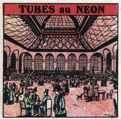 Neue Gaseigenschaften: Neonröhren. Anonyme Illustration von 1925. Private Sammlung. von Anonymous Anonymous