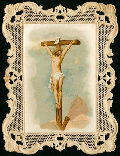 Andachtsbild: Kreuzigung (Chromolithographie) von Anonymous Anonymous