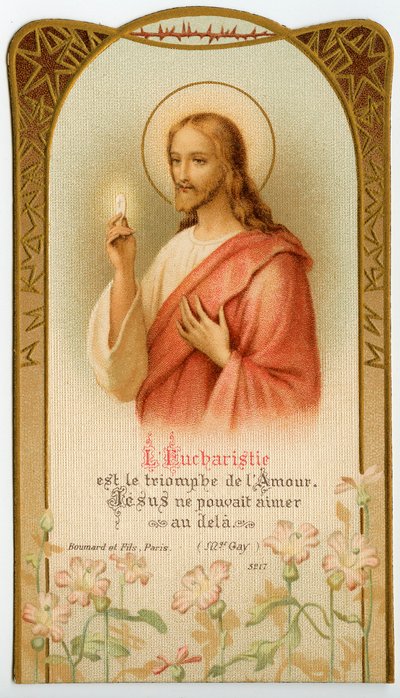 Frommes Bild: Eucharistie, Jesus hält das Sakramentbrot von Anonymous Anonymous